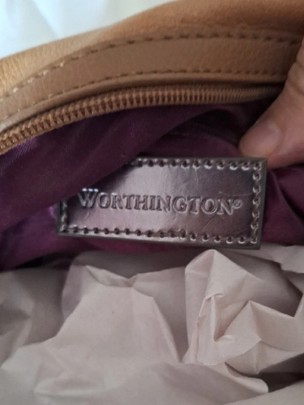 Worthington Brown Leather Satchel Handbag